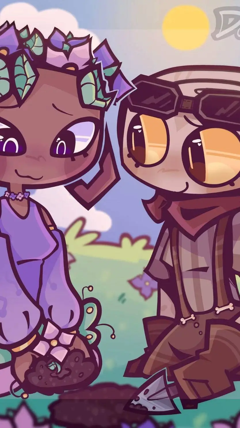 ai character: FossilBasket 💜💛 background