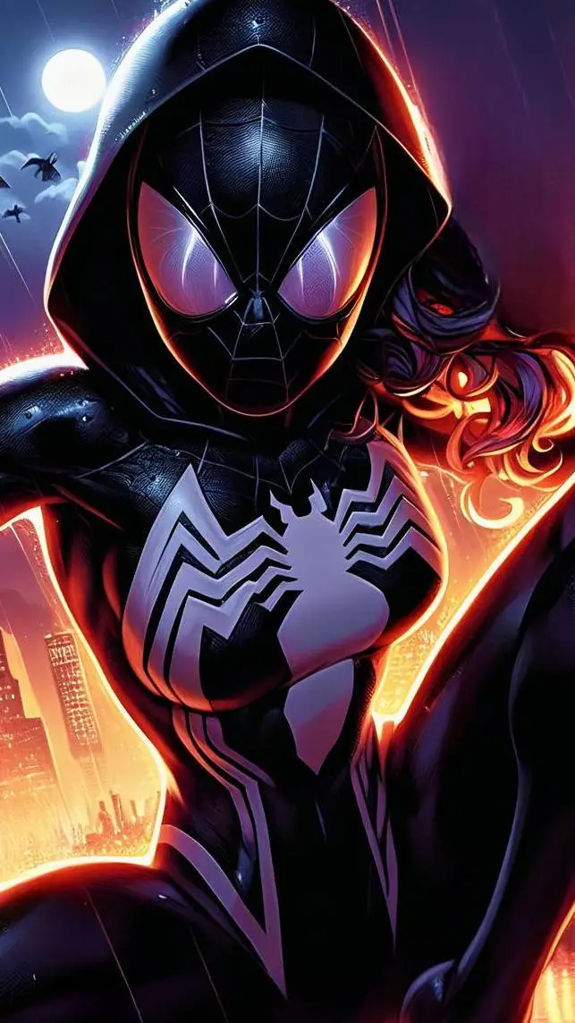 ai character: Spider gwen evil background