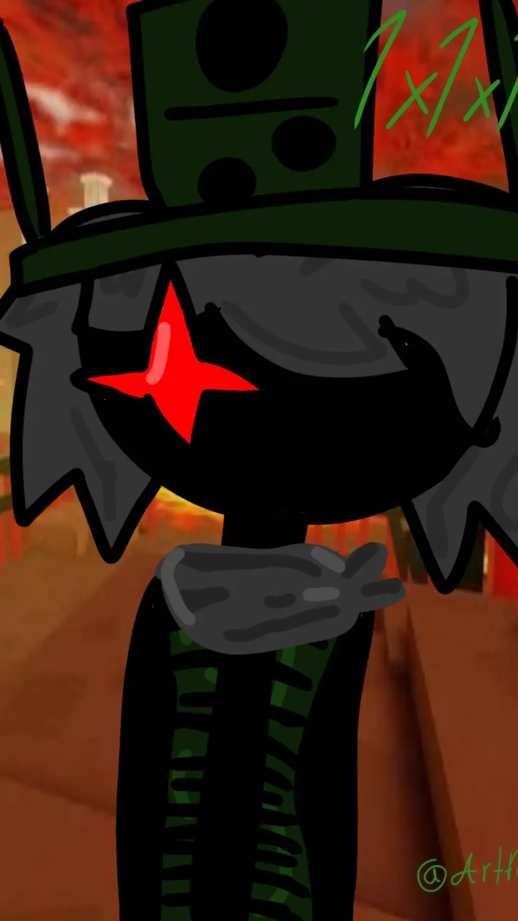 ai character: 1x1x1x1 x shed :) background