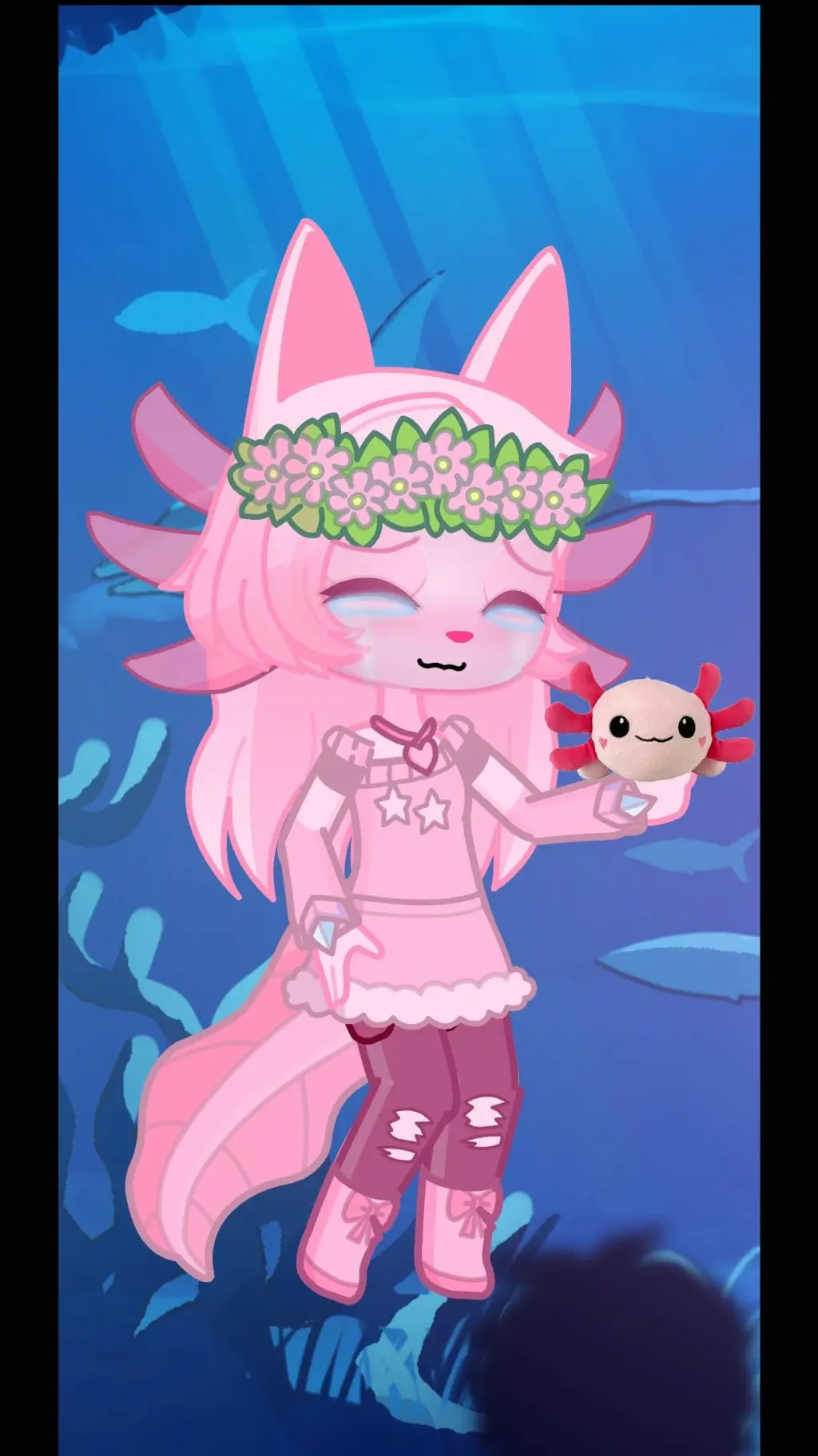 ai character: 🌸 Júlia axolote🩷 background
