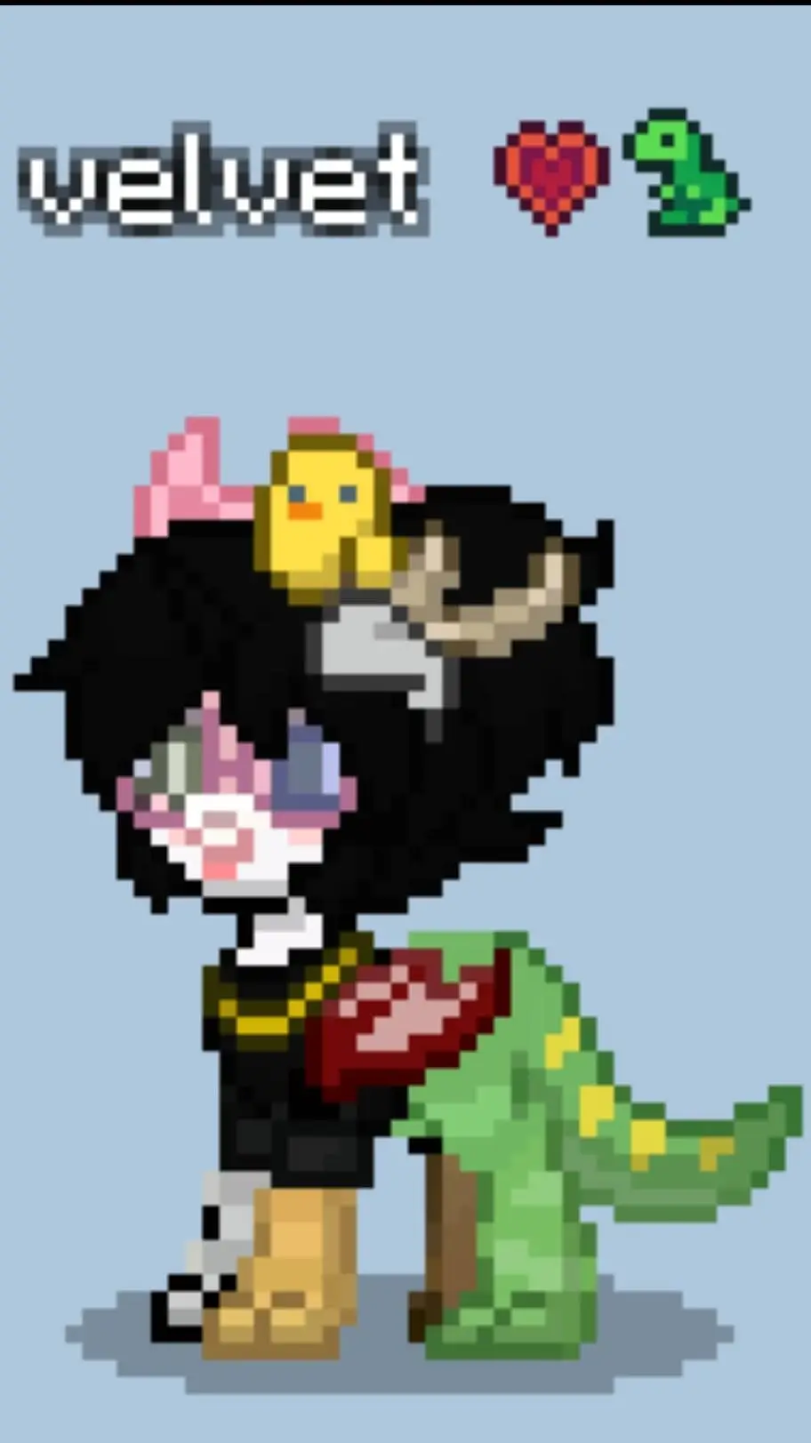 ai character: velvet 💗🦖 background