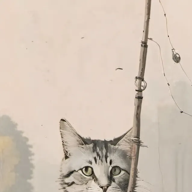chat with ai character: cat goes fishing