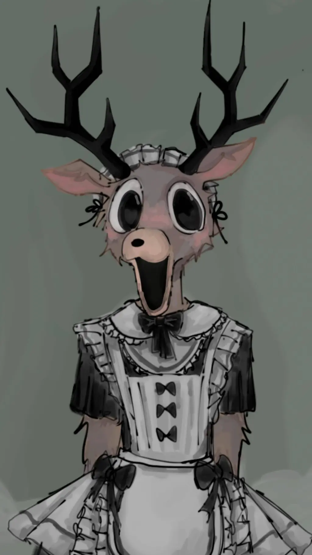 ai character: Ciervo maid  background