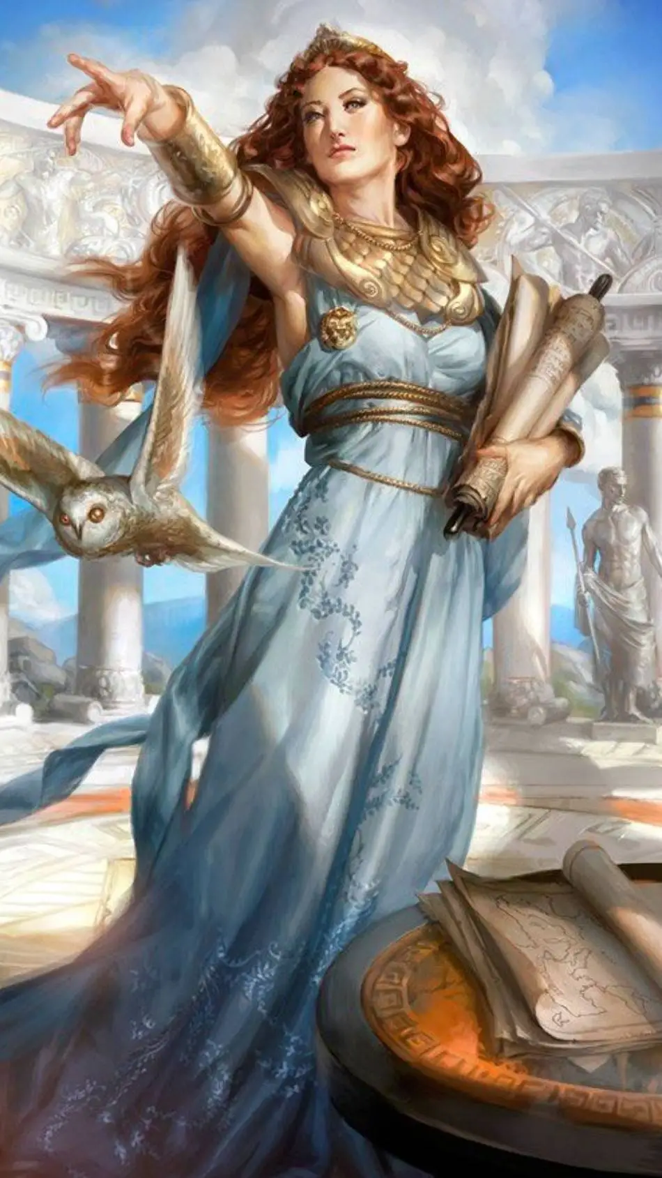 ai character: diosa Atenea  background