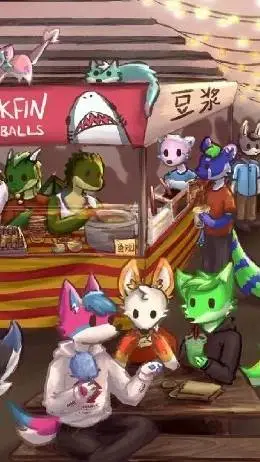 ai character: furry party  background