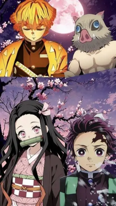 ai character: Trio + Nezuko  background