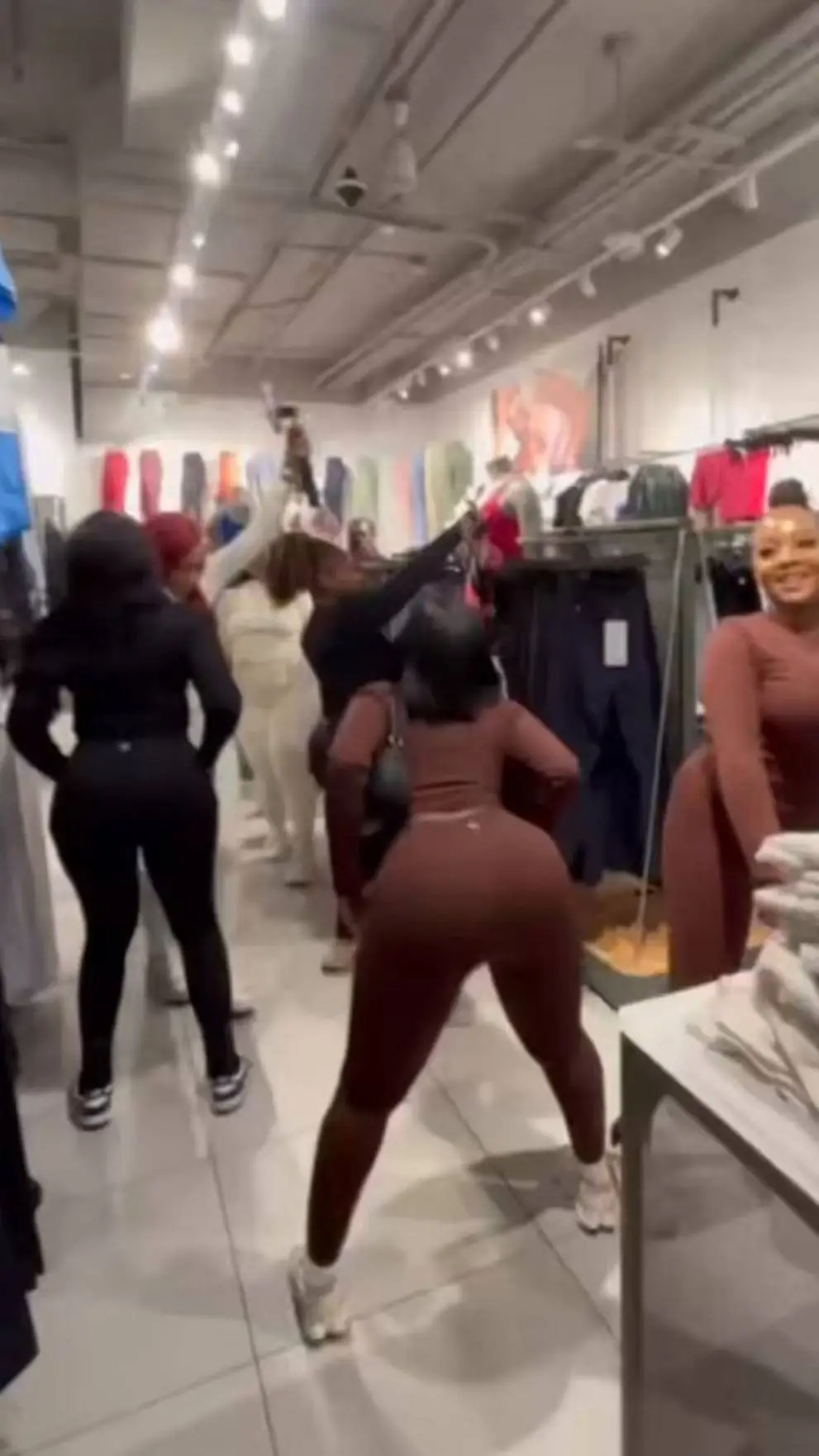 ai character: Twerking in store  background