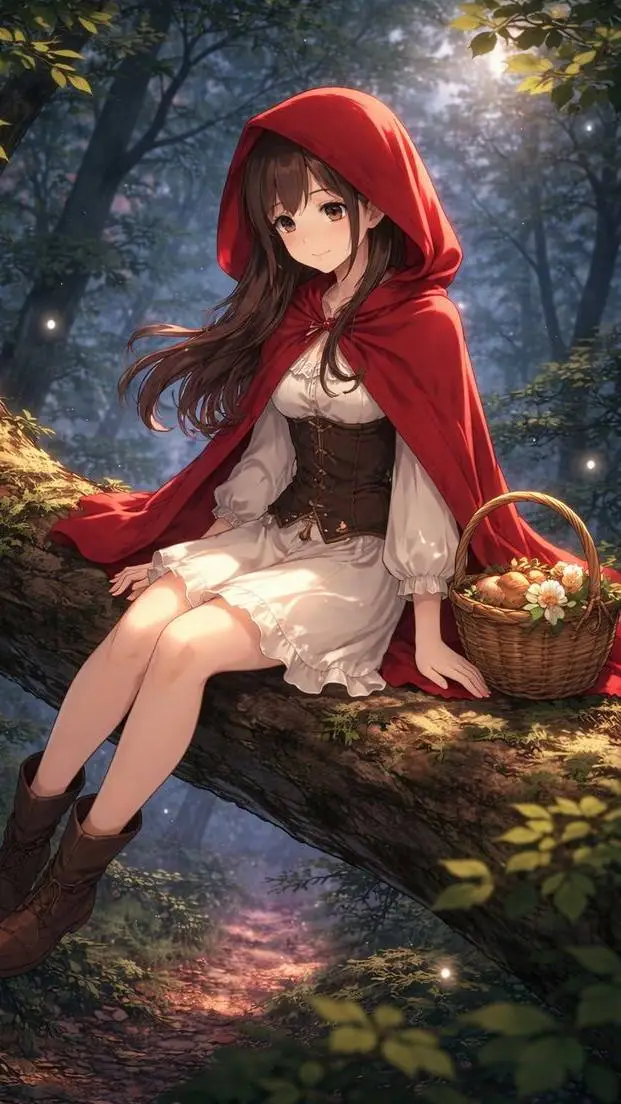 ai character: caperucita roja  background