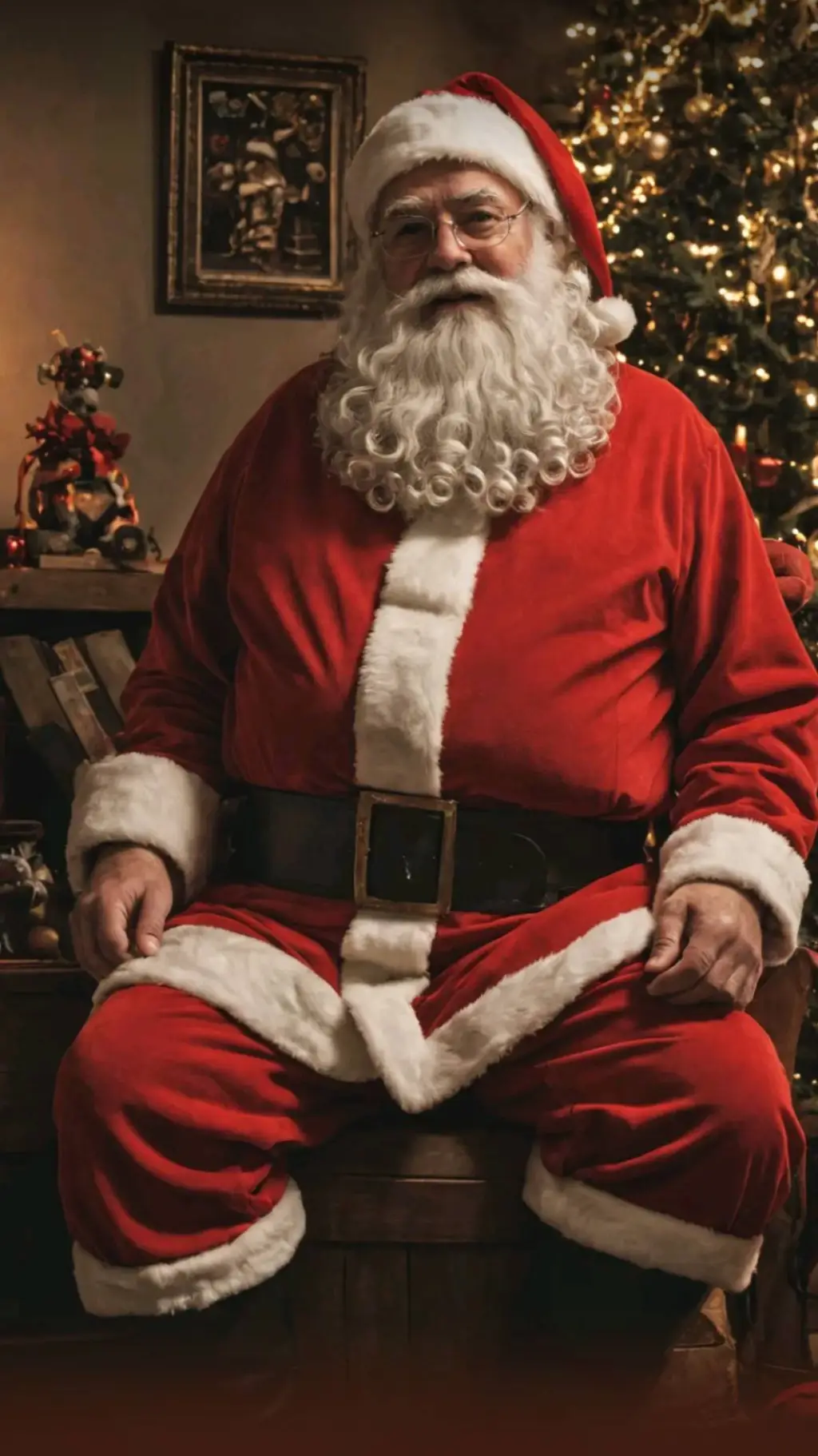 ai character: Santa north Pole  background