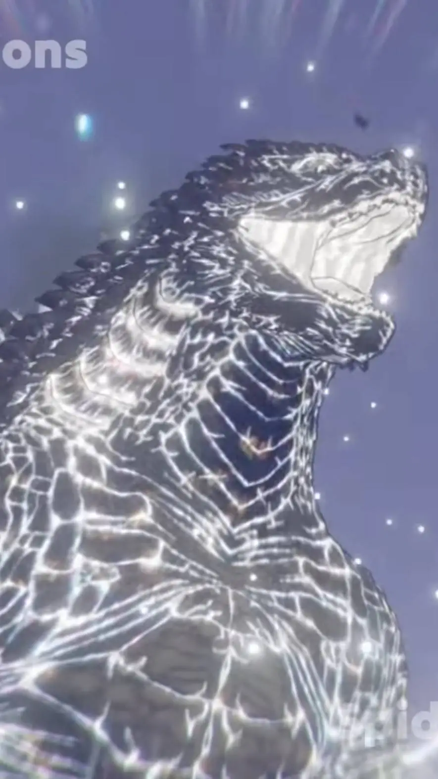 ai character: godzilla white  background