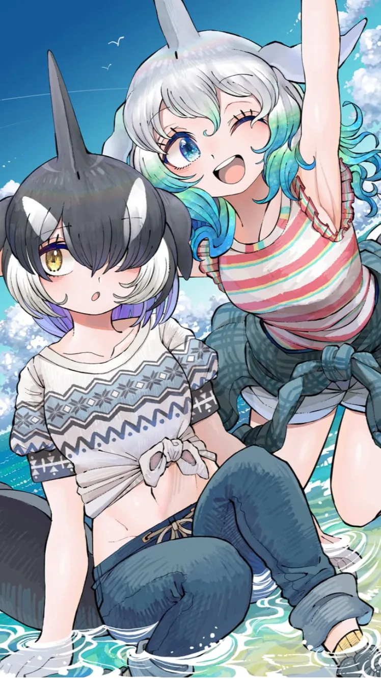 ai character: Orca and dolphin  background