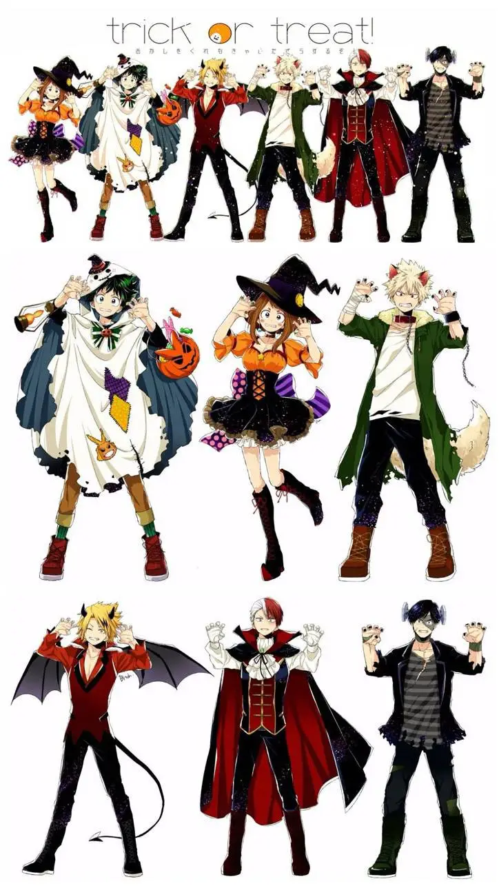 ai character: Mha Halloween background