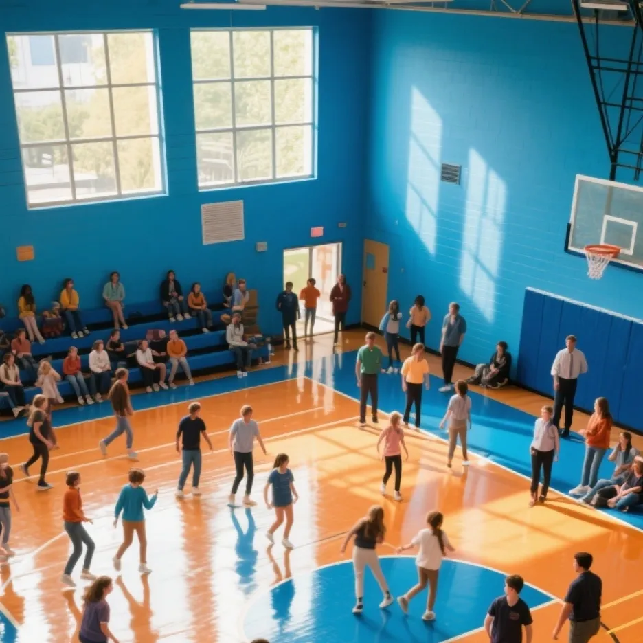 chat with ai character: school gym