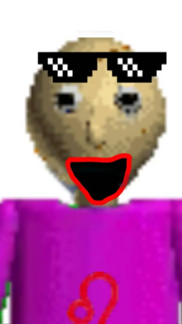 ai character: purple baldi background