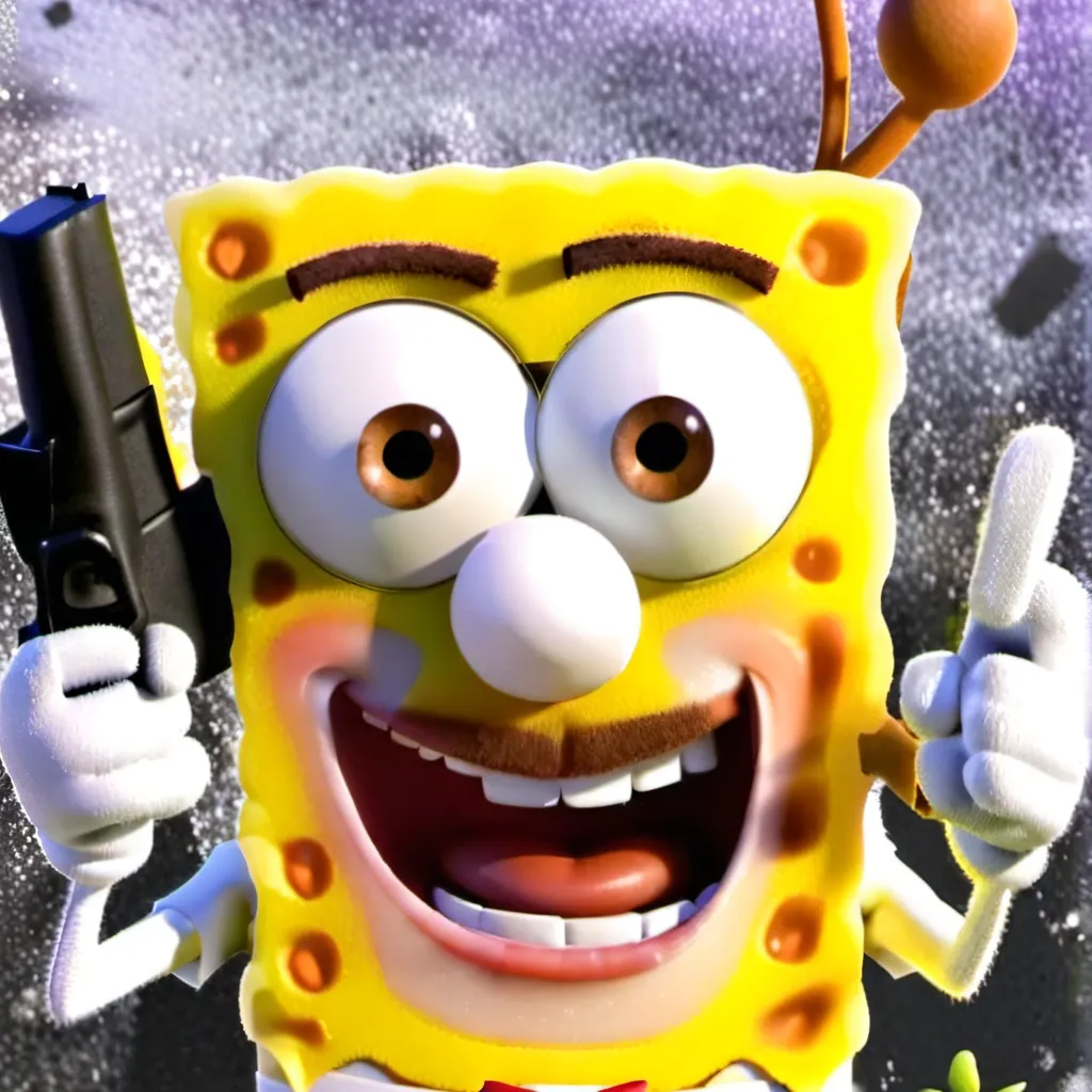 chat with ai character: spongebob with gun