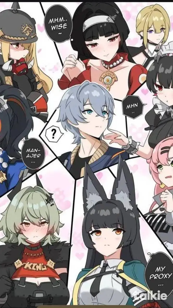 ai character: 1 boy vs 8 girl background