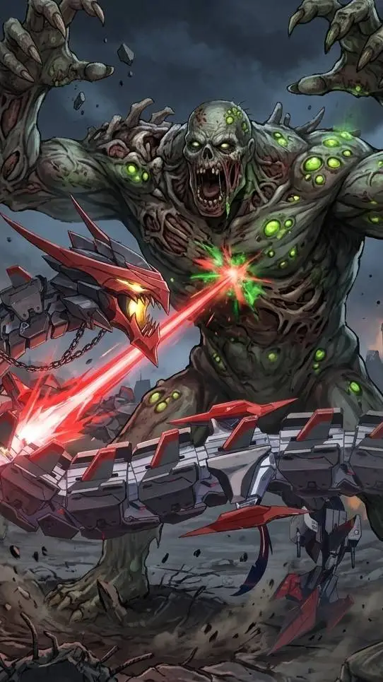 ai character: mecha x Apocalipse background