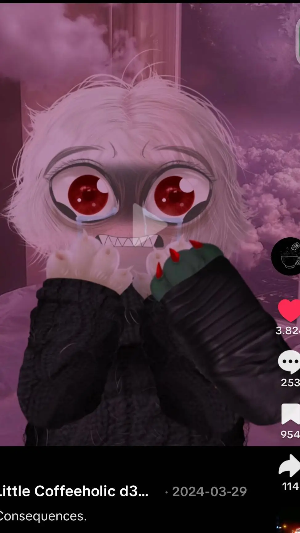 ai character:  coffeeholic sad  background