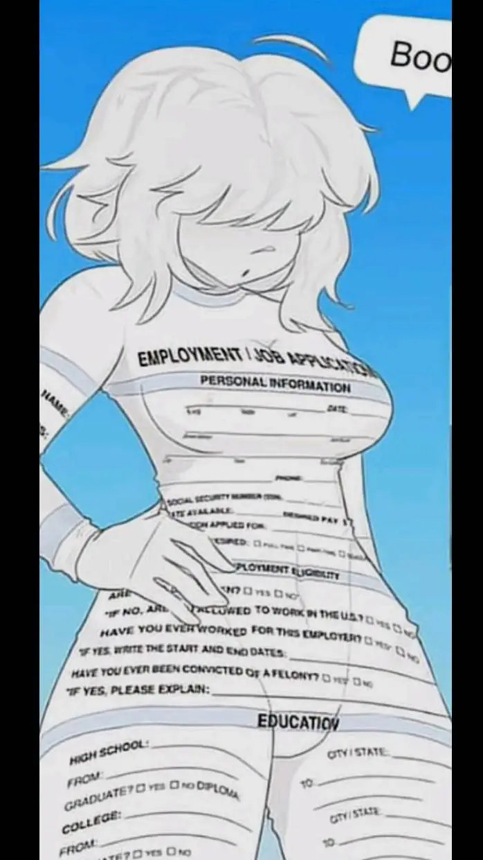 ai character: Job App. Girl background
