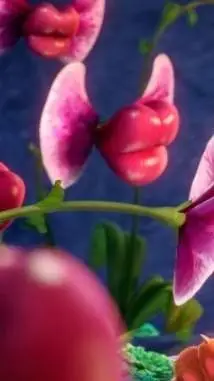 ai character: kissing flowers. background