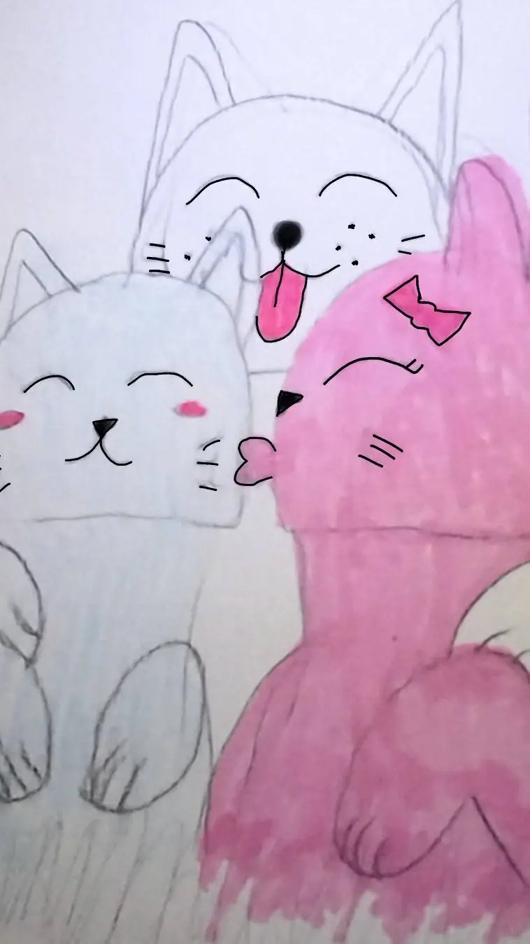 ai character: pink, blue & white background