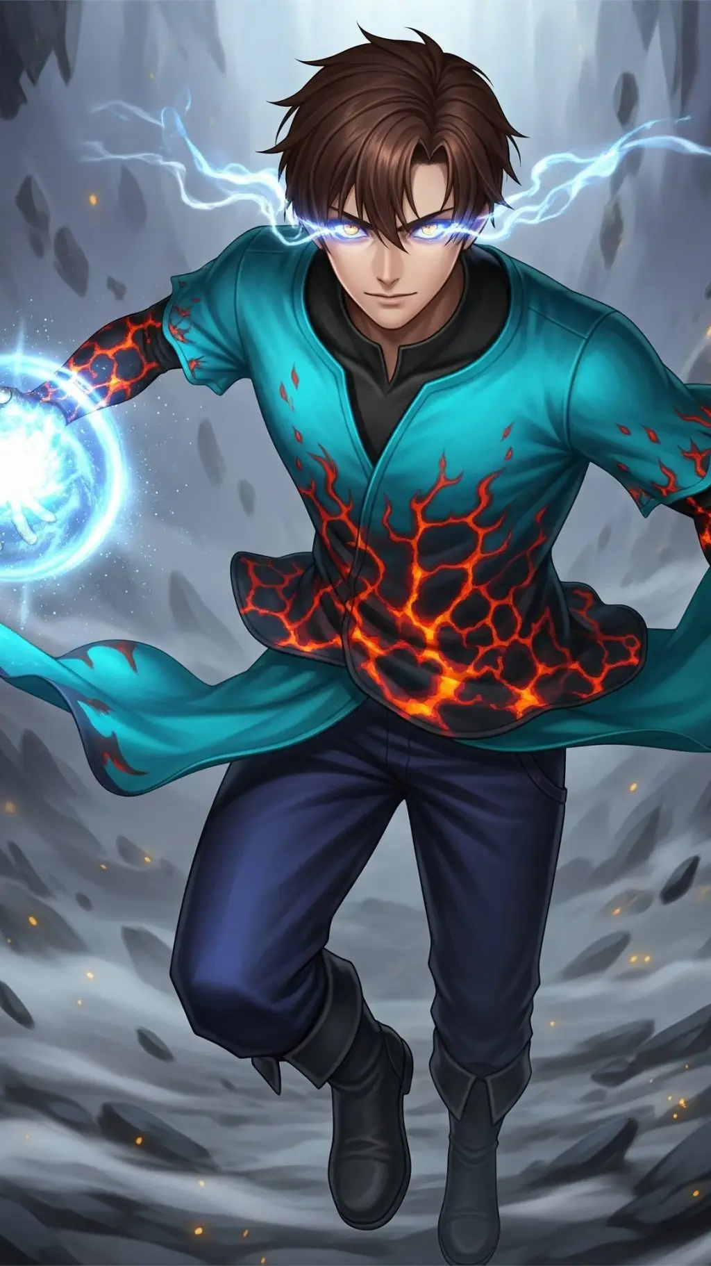 ai character: 🔮🌋The Herobrine🌋🔮 background