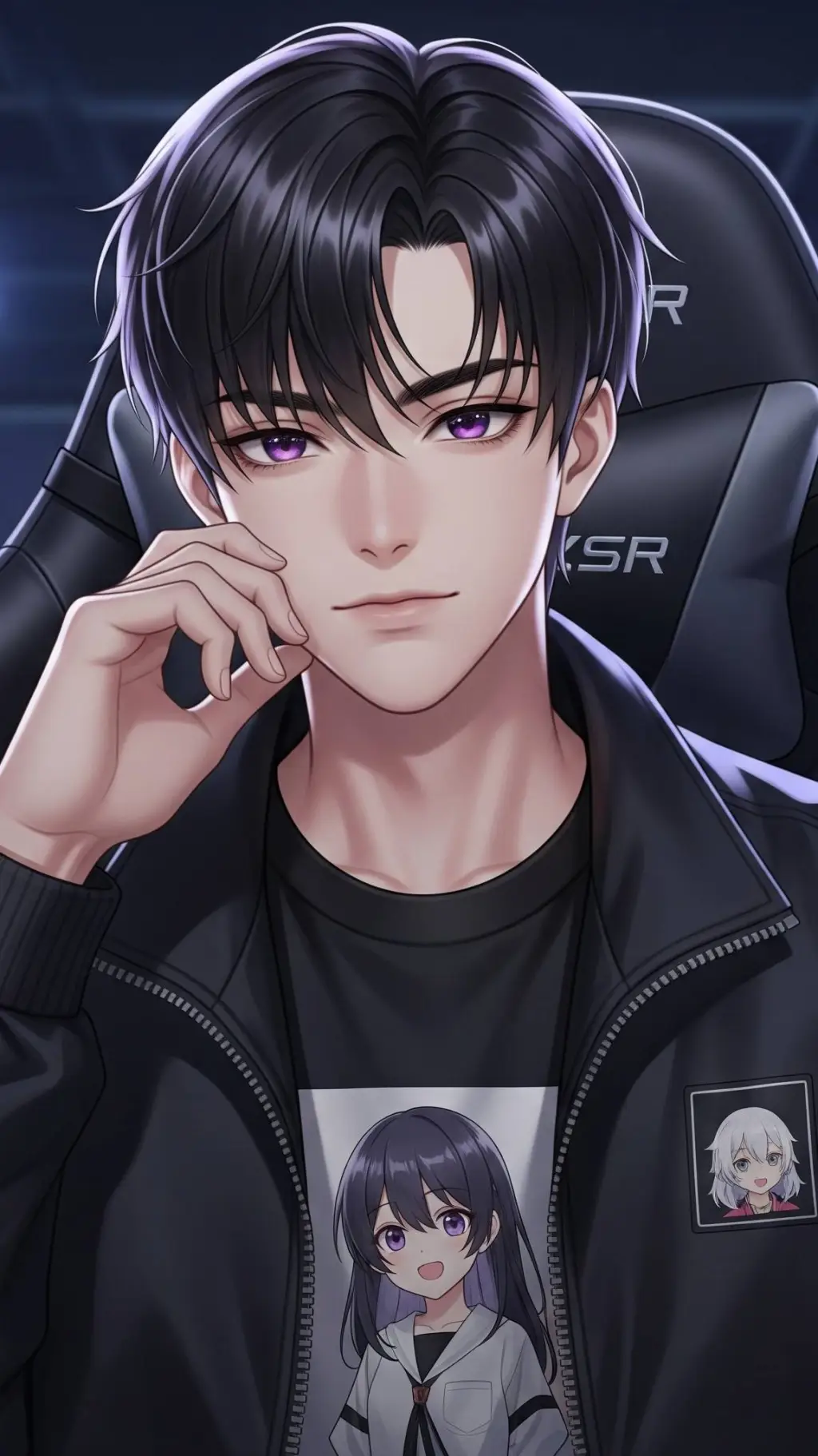 ai character: 💜🖤Yuni🖤💜 background
