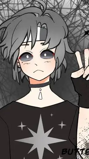 ai character: glitch(my oc)cutie background