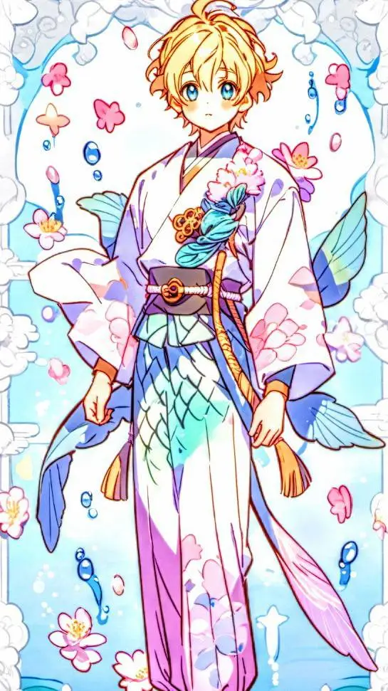 ai character: 작은 물고기 왕자 background