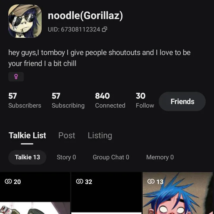 chat with ai character: Noodle(Gorilaz)