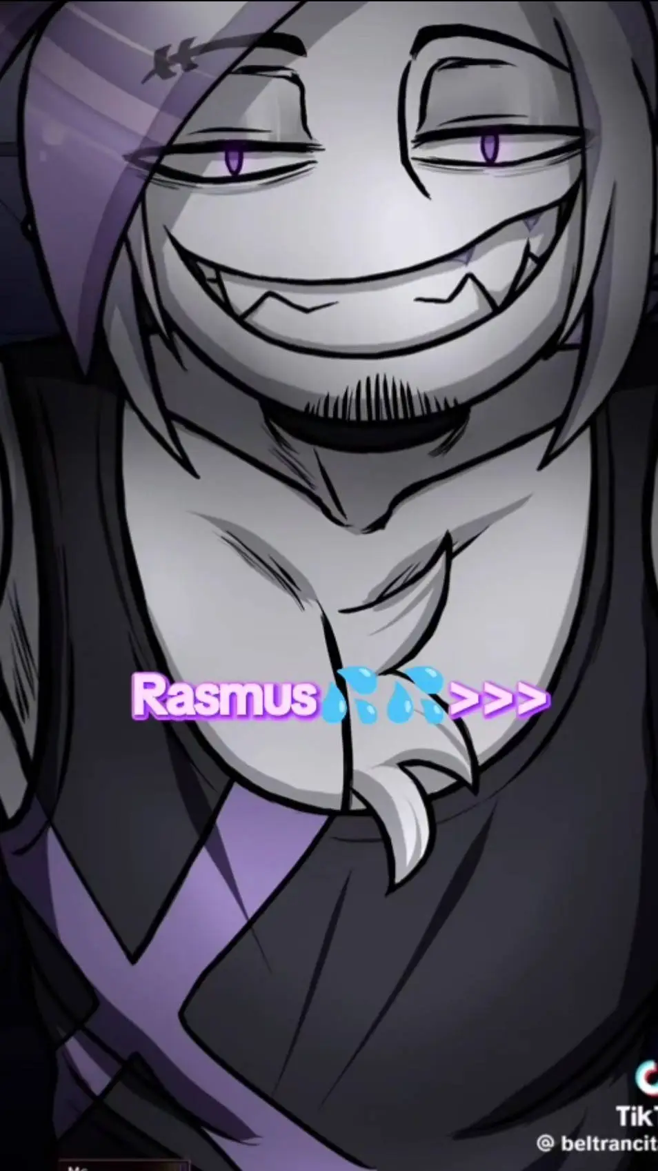 ai character: Rasmus 💚💜 background