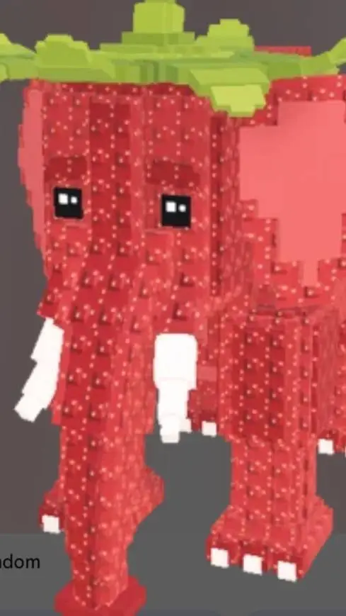 ai character: strawbery elephant background