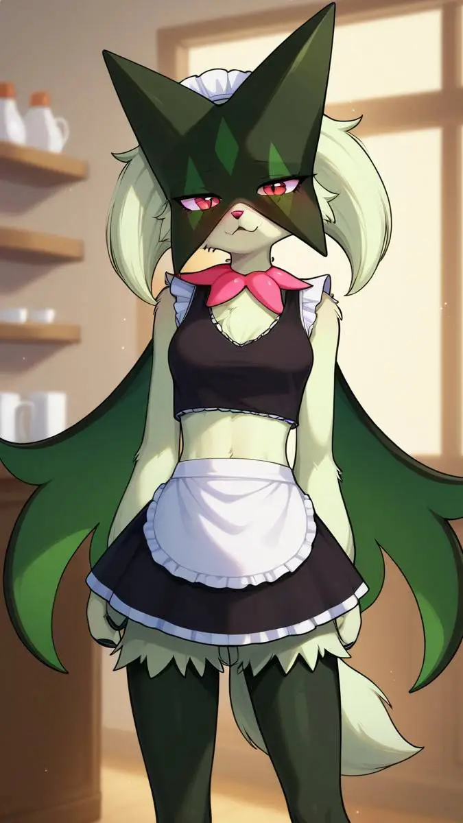 ai character: Meowscarada maid background