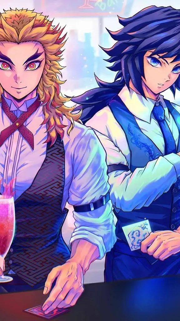 ai character: Rengoku + Giyu background