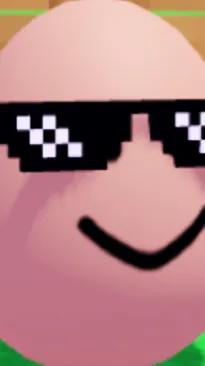 ai character: Egg with rizz glas background