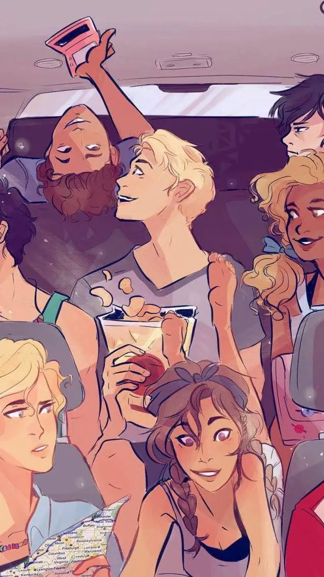 ai character: PJO roadtrip background
