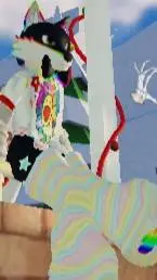 ai character: rainbow wolf  background