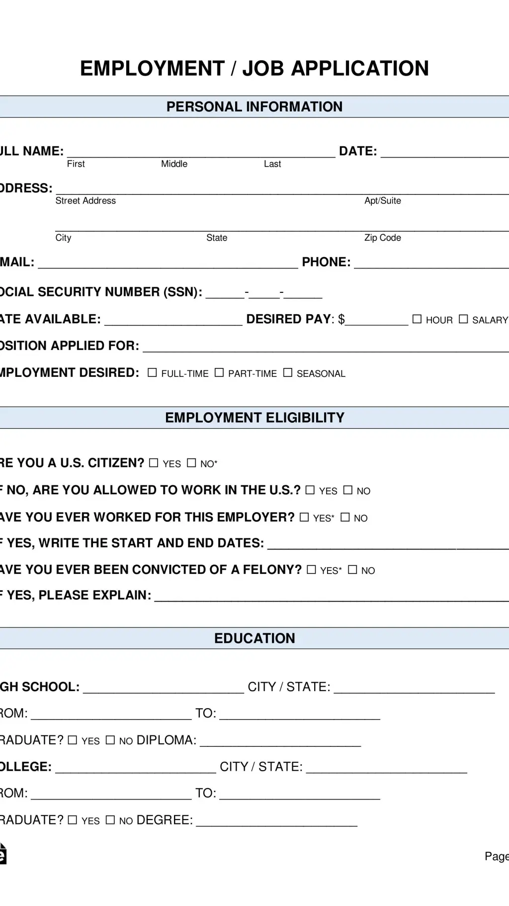 ai character: work/job background