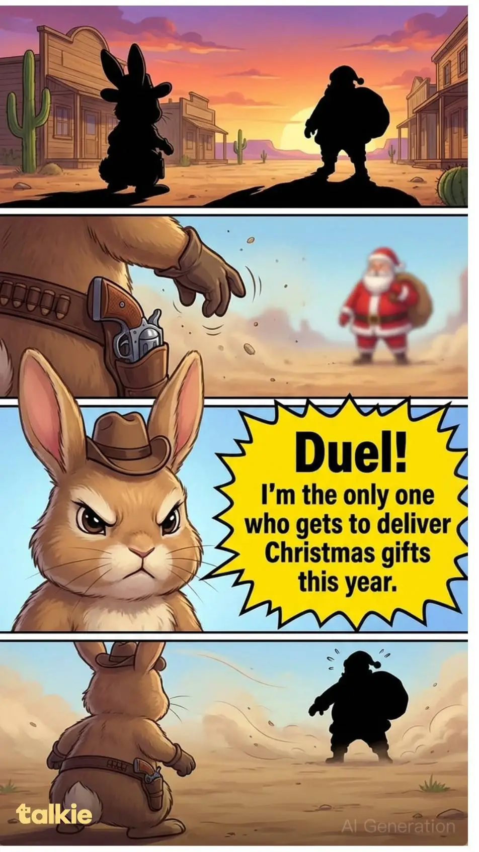 ai character: Crzay Rabbi🐇 vs 🎅  background