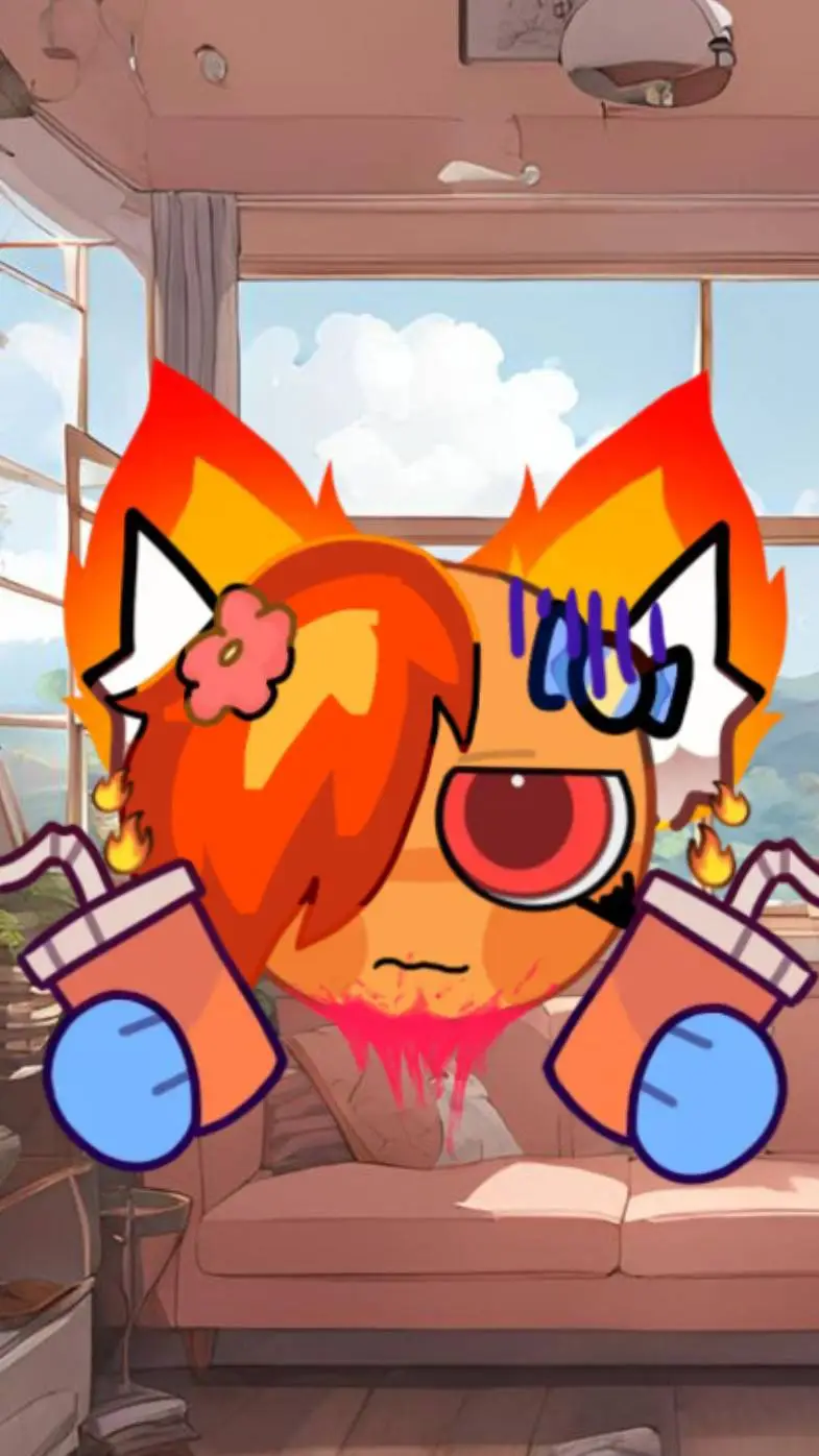 ai character: FireCat EmojiCat background