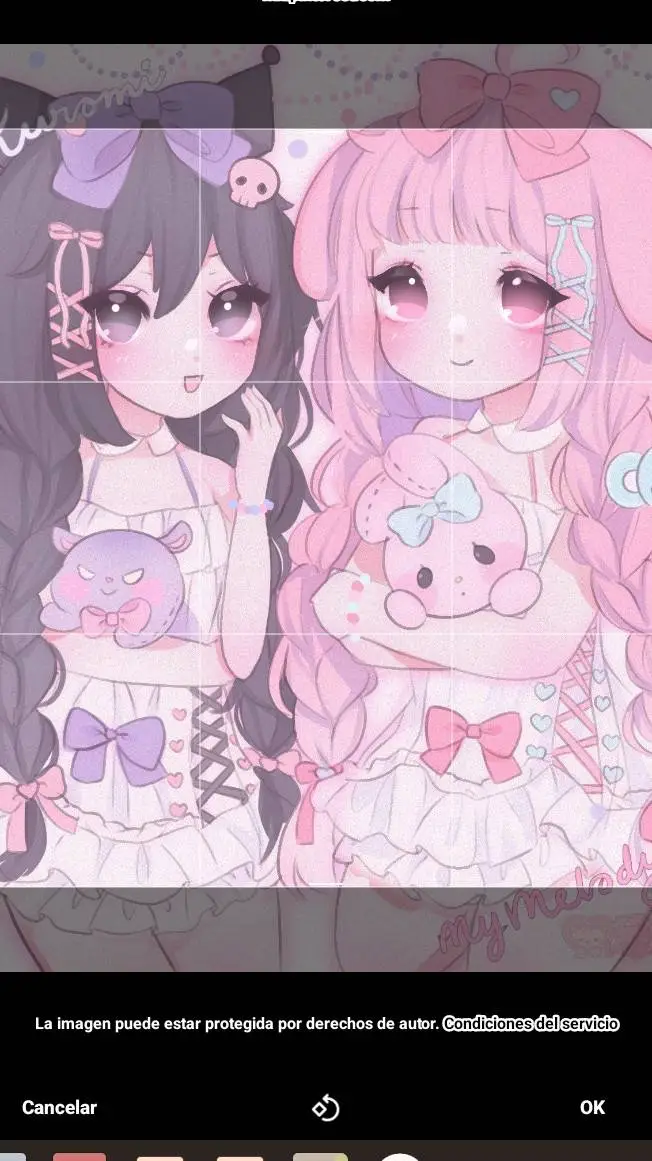 ai character: kuromi y kitty background