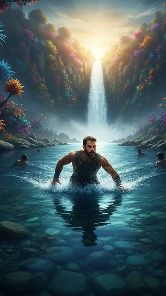 ai character: Man Who Swam River background