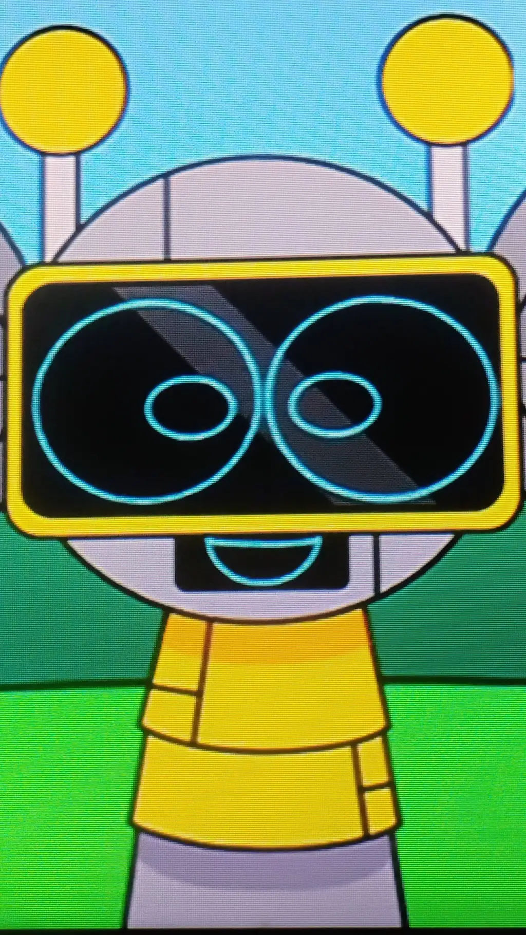 ai character: Funbot pyramixed background