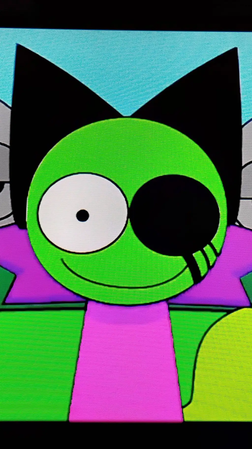 ai character: Acid pyramixed background