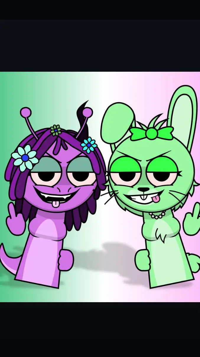 ai character: sprunki girls evil background