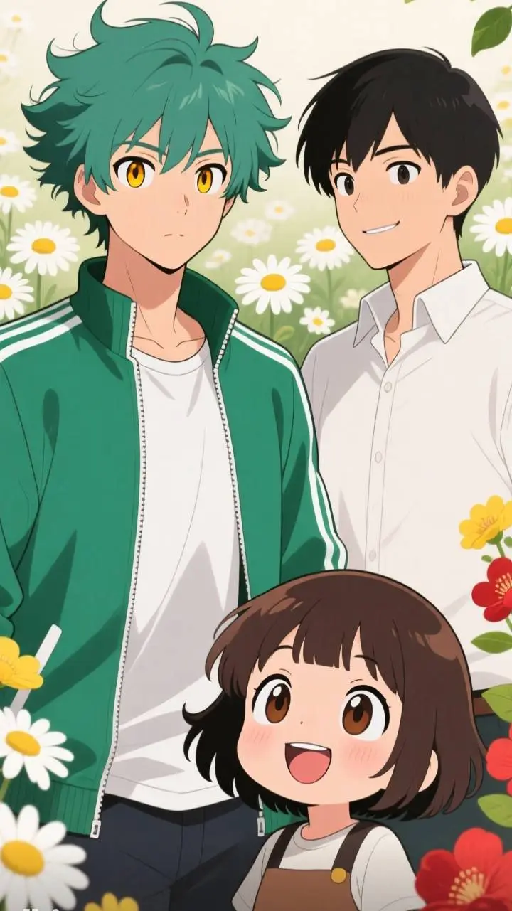 ai character: Sora, Ryo y Mimi  background