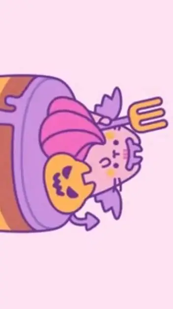 ai character: Pusheen Devil 💜🍰 background