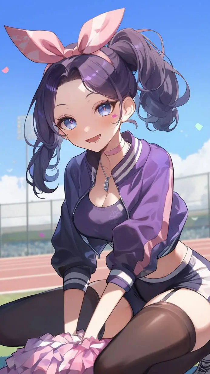 ai character: Purple Cheerleader background