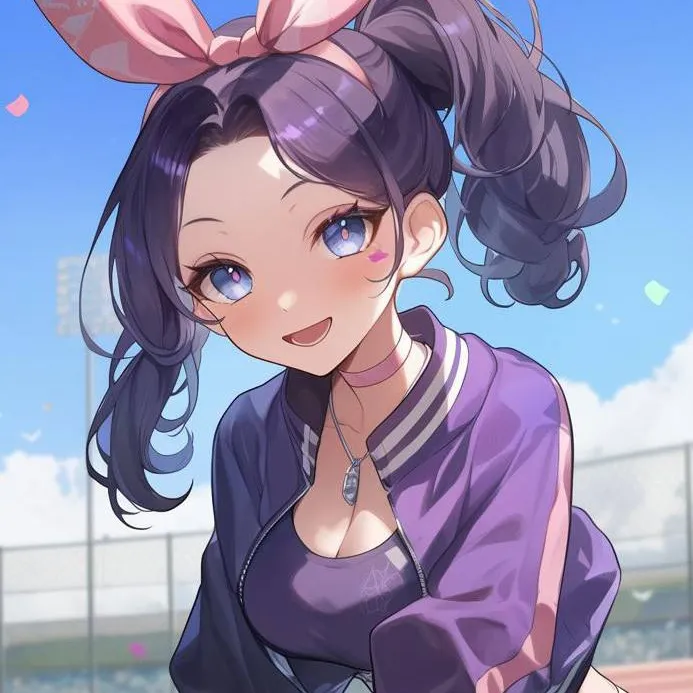 chat with ai character: Purple Cheerleader