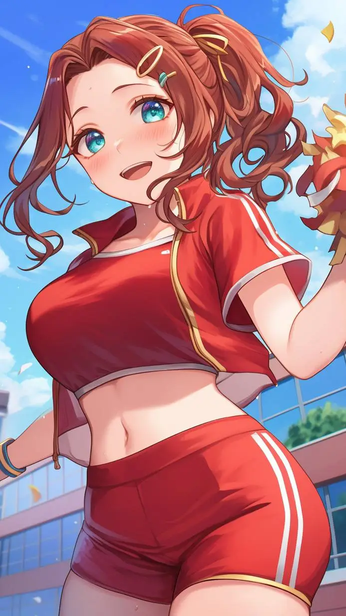 ai character: Red Cheerleader  background
